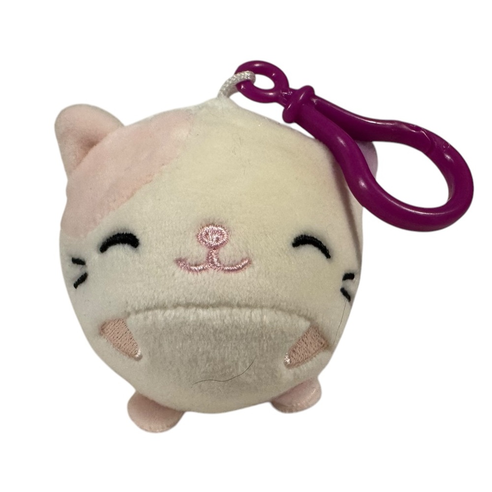 CAT Plush Bullsitoy Squish Squee-Zoo-Ball Clip-On, Toy Kitty White Pink